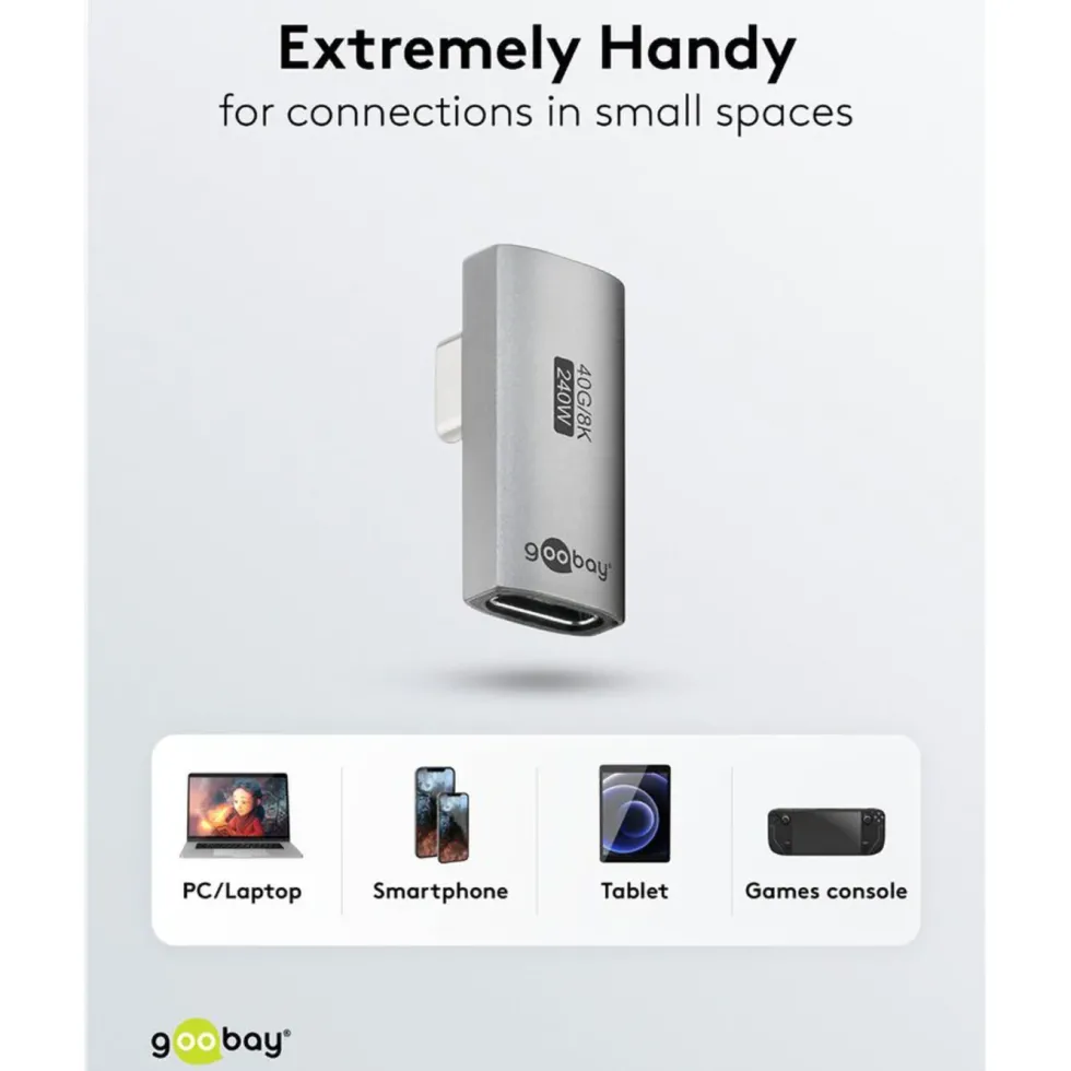 USB-C-vinkeladapter 90° med USB4-stöd