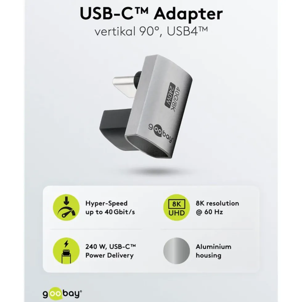 USB-C-vinkeladapter 90° med USB4-stöd