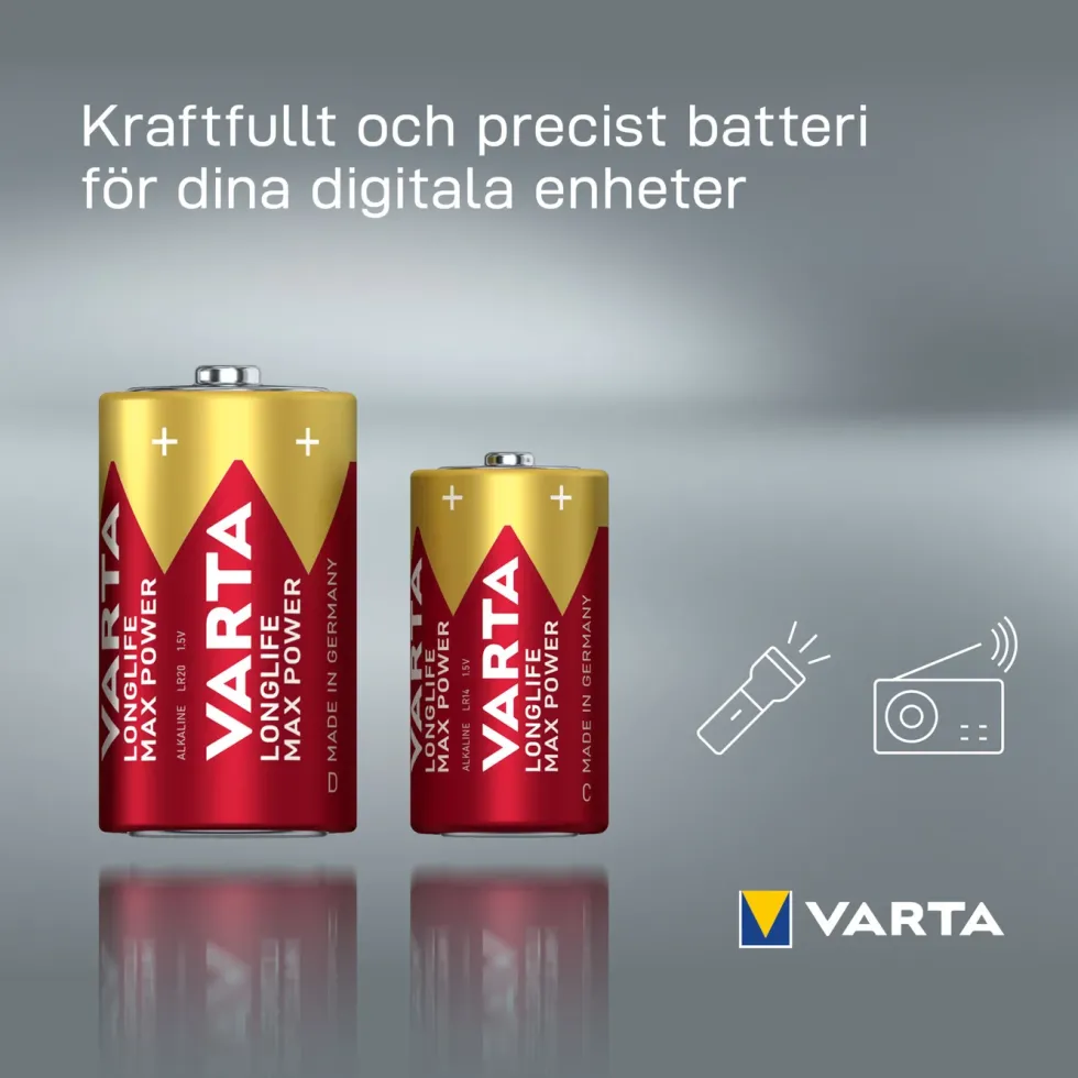 Varta Longlife Max Power D-batterier 2-pack