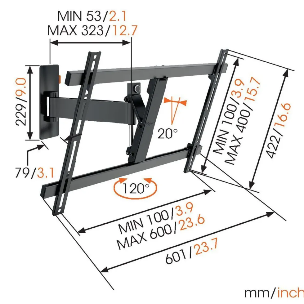 Vogels WALL 3325 full-motion Väggfäste för tv 40" till 65"