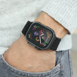 Vonmählen Woven Loop flätat armband till Apple Watch 44/45/46/49 mm All Black