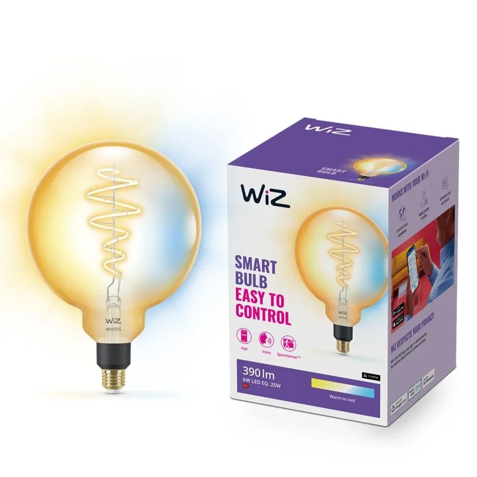 WiZ Amber Filament G200 Smart LED-lampa E27 390 lm