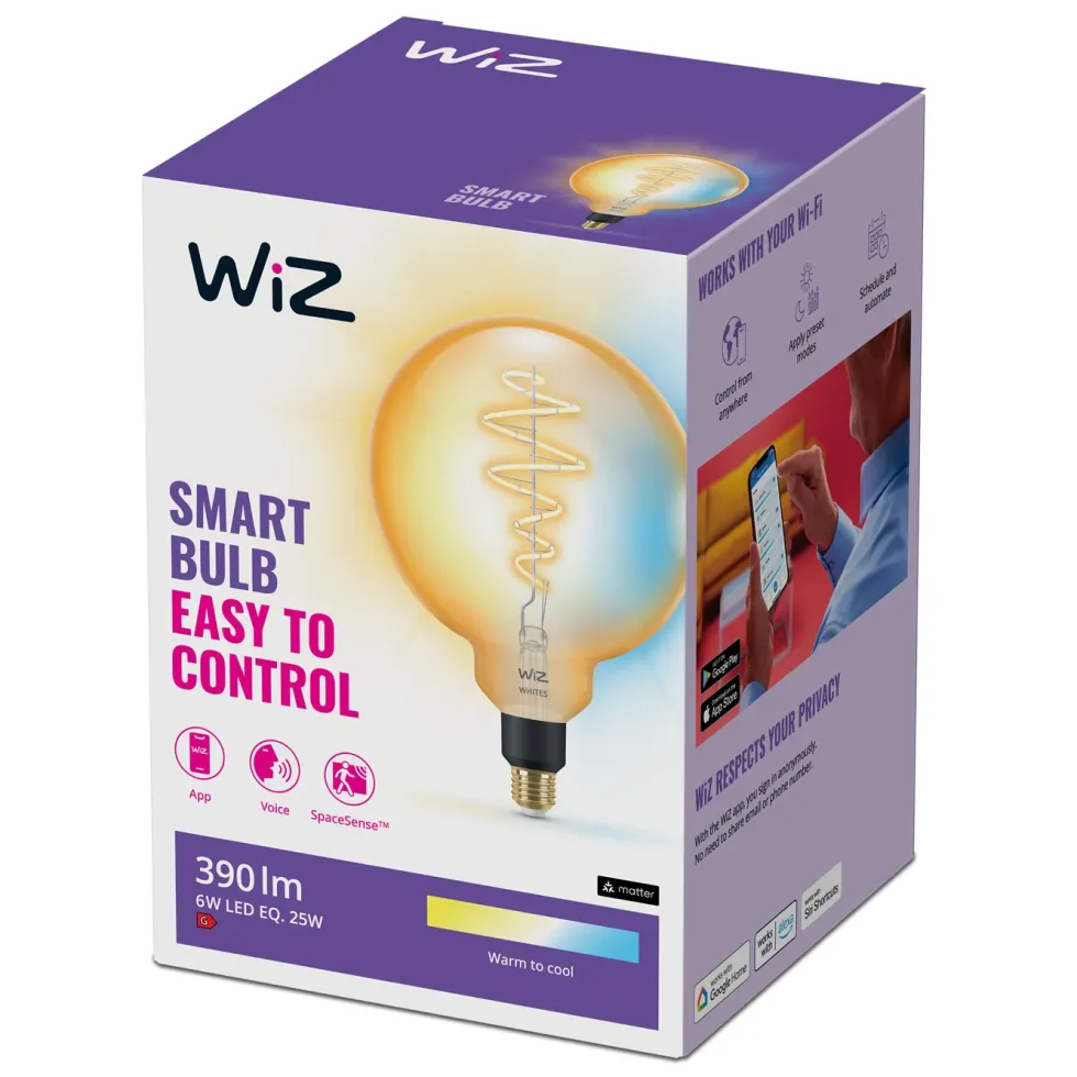 WiZ Amber Filament G200 Smart LED-lampa E27 390 lm
