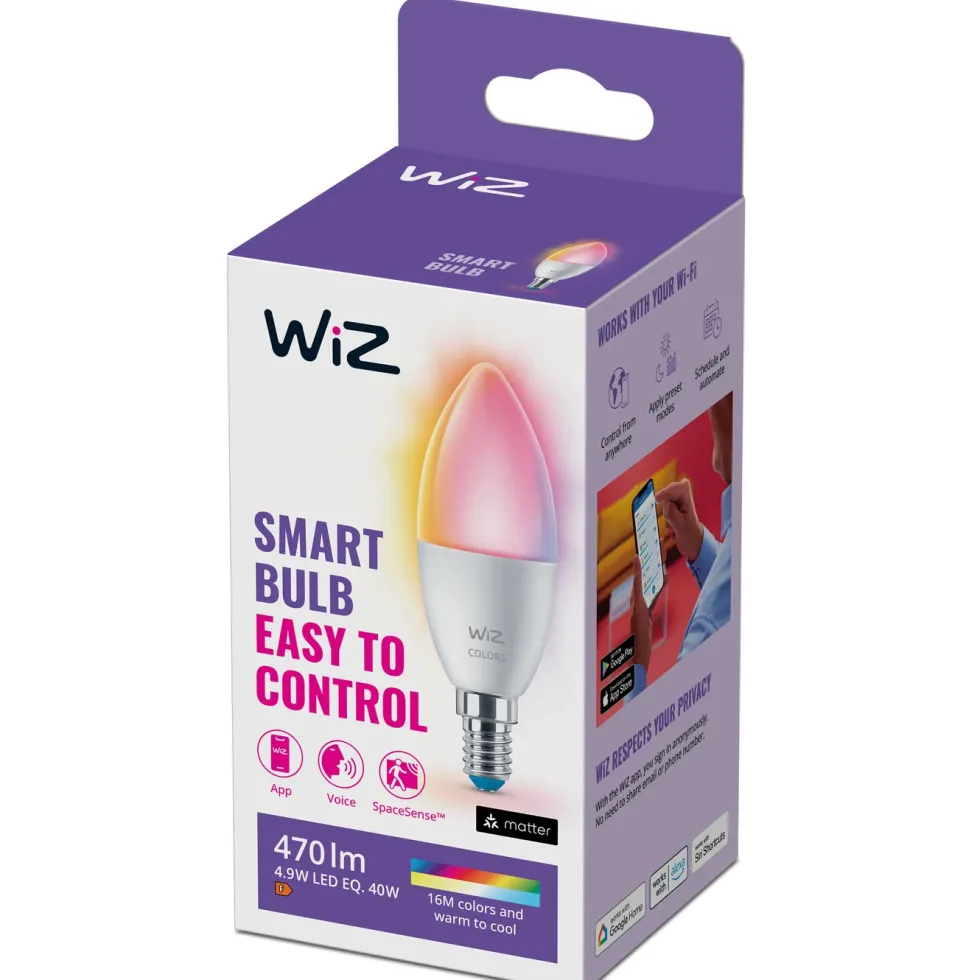 WiZ Color C37 Smart LED-lampa E14 470 lm