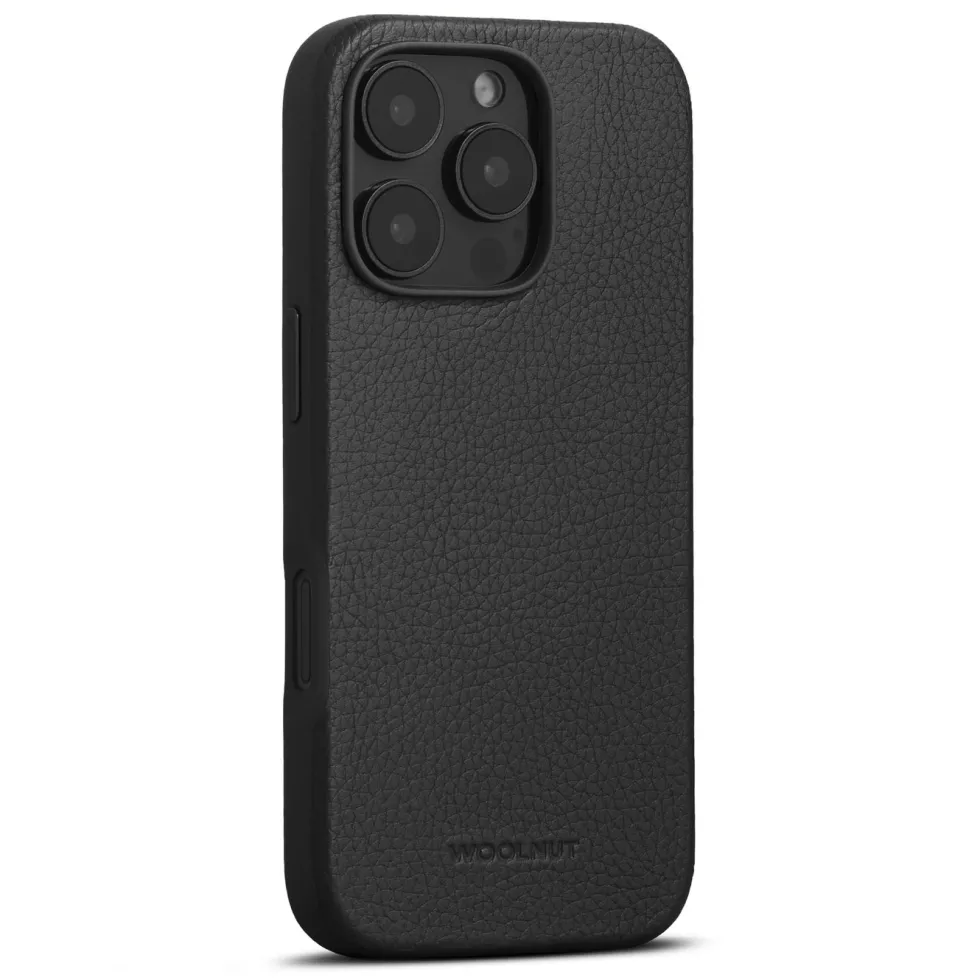 WOOLNUT Läderfodral för iPhone 16 Pro Svart