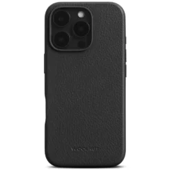 WOOLNUT Läderfodral för iPhone 16 Pro Svart